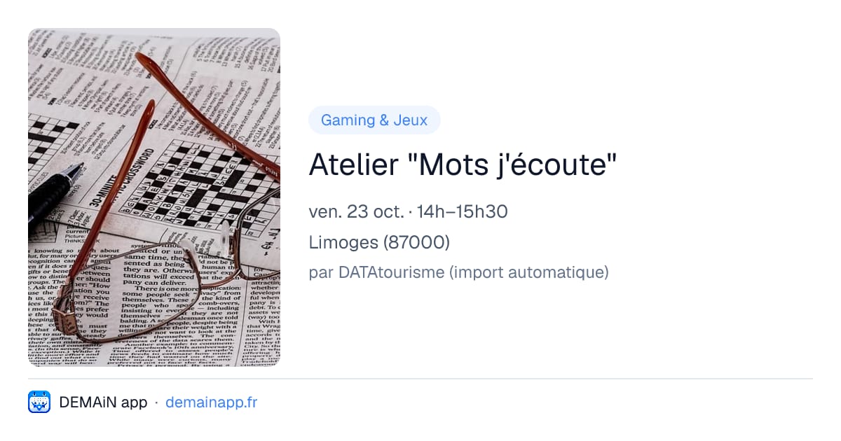 Atelier "Mots j'écoute" — Limoges