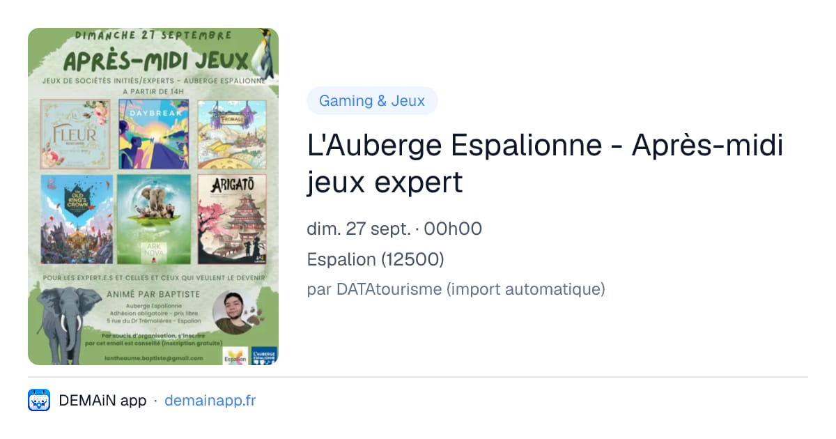 L'Auberge Espalionne - Après-midi jeux expert — Espalion