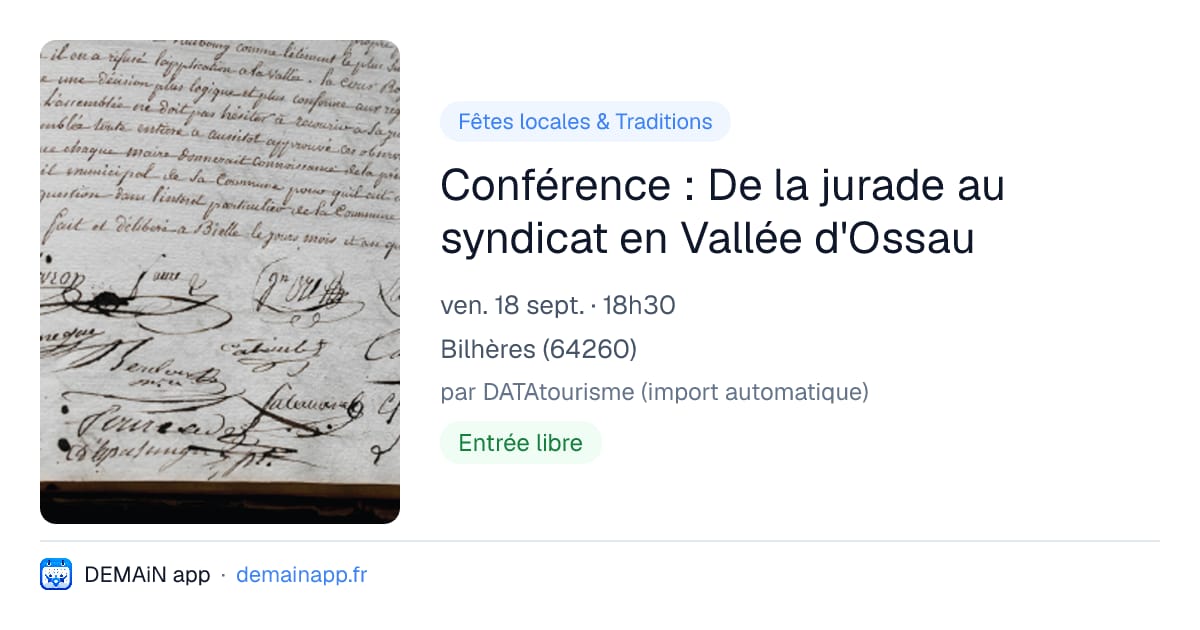 Conférence : De la jurade au syndicat en Vallée d'Ossau — Bilhères