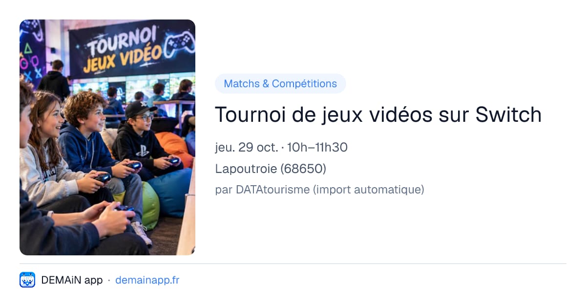 Tournoi de jeux vidéos sur Switch — Lapoutroie