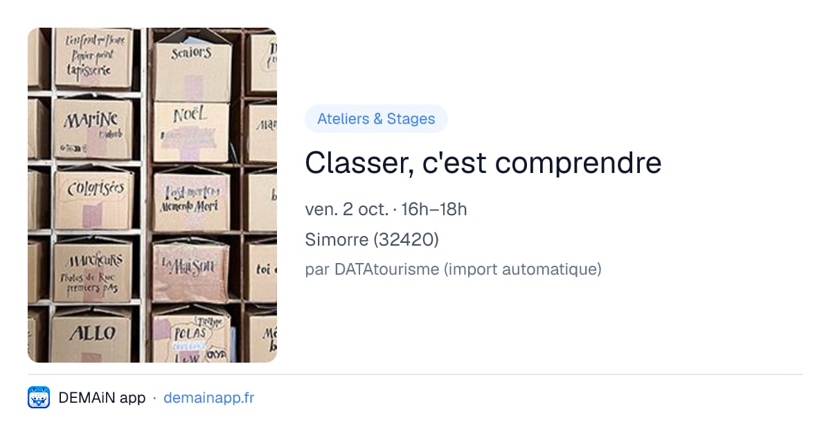 Classer, c'est comprendre — Simorre