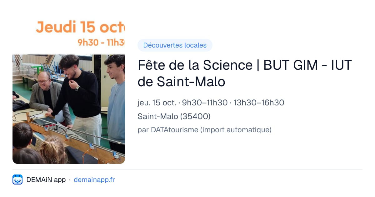 Fête de la Science | BUT GIM - IUT de Saint-Malo — Saint-Malo
