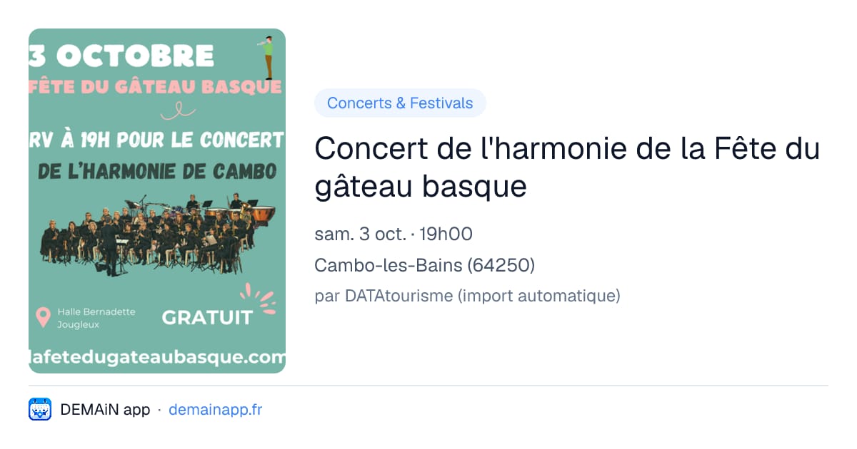 Concert de l'harmonie de la Fête du gâteau basque — Cambo-les-Bains