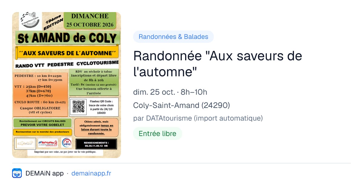 Randonnée "Aux saveurs de l'automne" — Coly-Saint-Amand