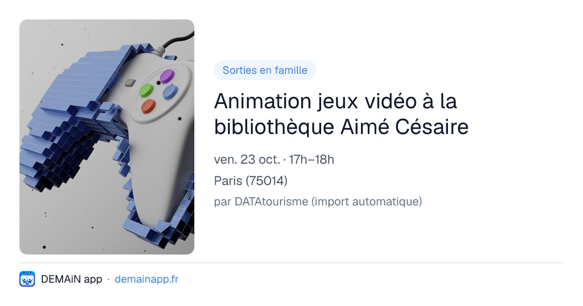 Animation jeux vidéo à la bibliothèque Aimé Césaire — Paris