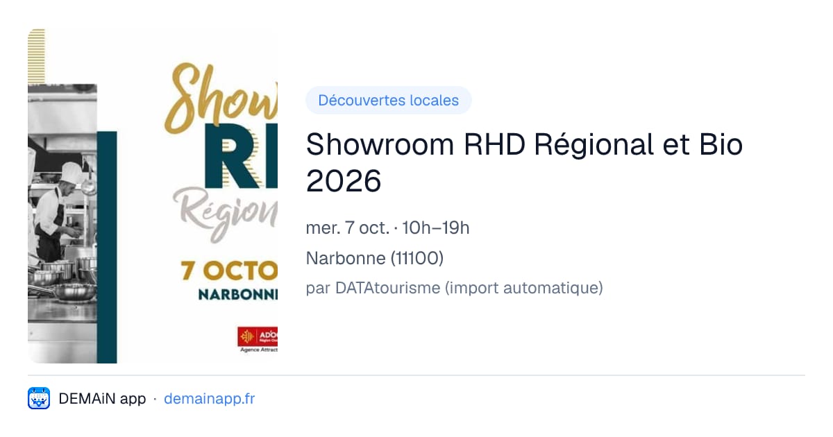 Showroom RHD Régional et Bio 2026 — Narbonne