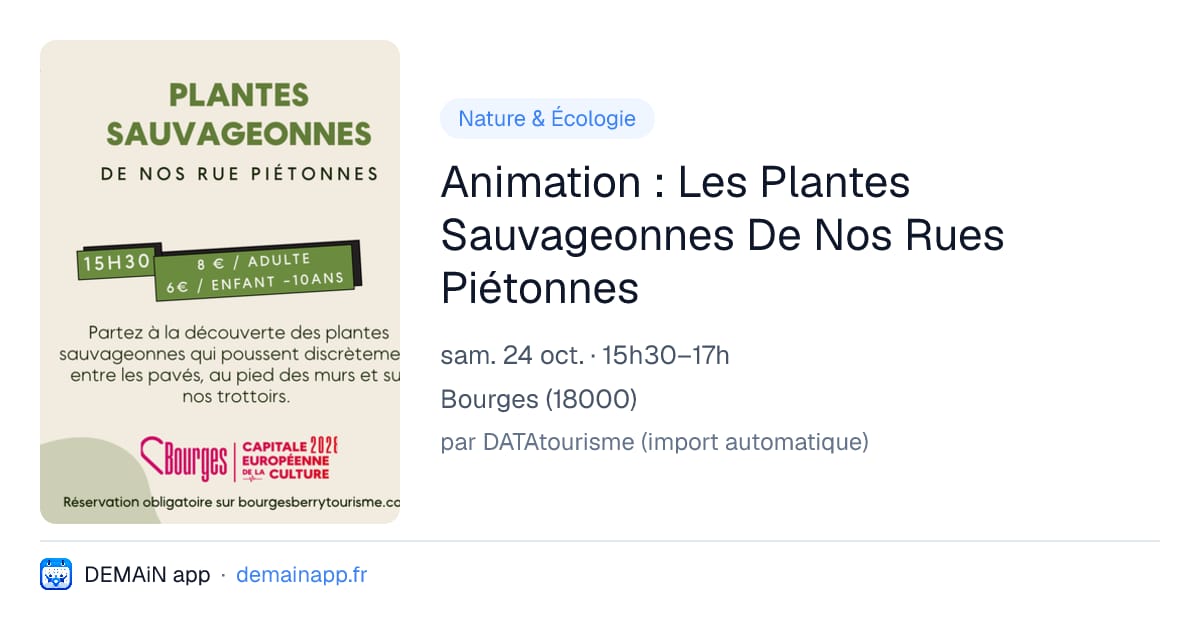 Animation : Les Plantes Sauvageonnes De Nos Rues Piétonnes — Bourges