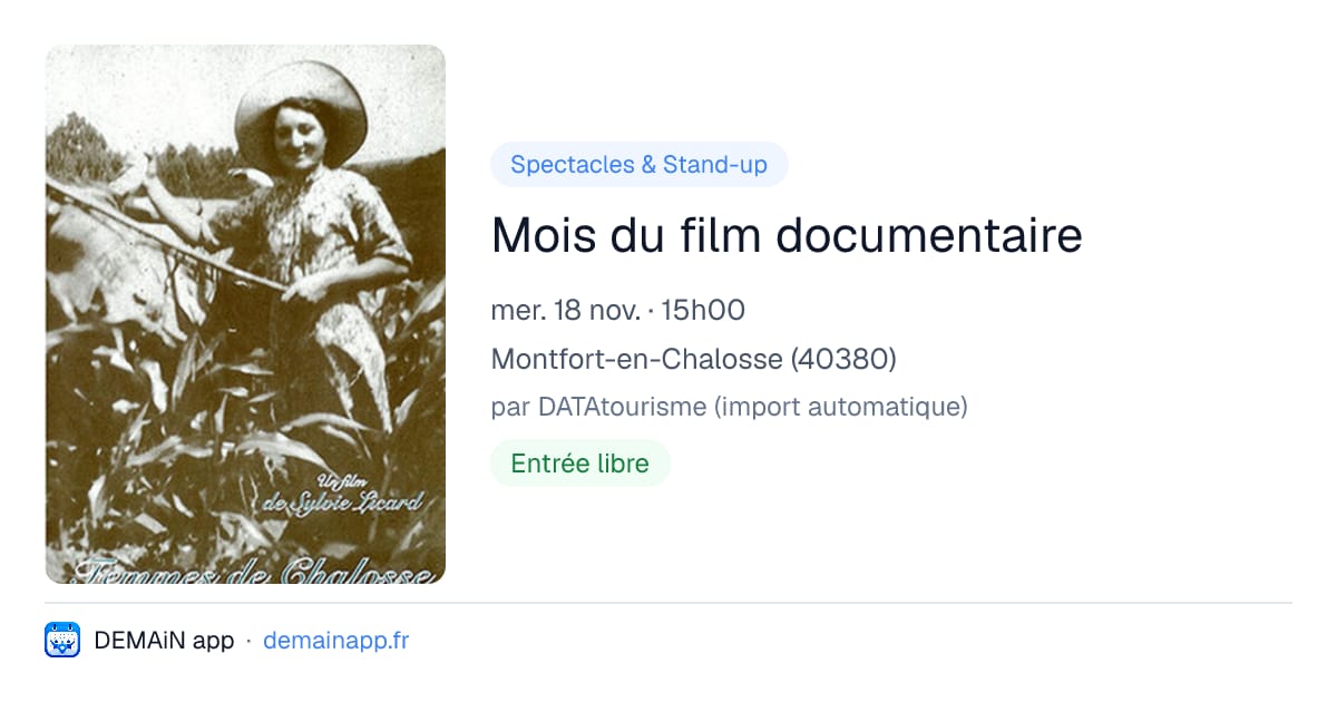 Mois du film documentaire — Montfort-en-Chalosse
