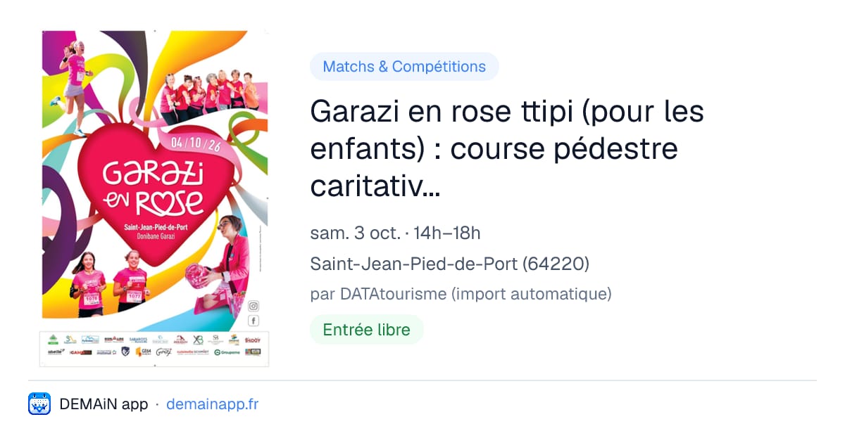 Garazi en rose ttipi (pour les enfants) : course pédestre caritative. 11ème édition — Saint-Jean-Pied-de-Port
