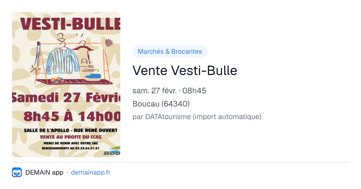 Vente Vesti-Bulle — Boucau