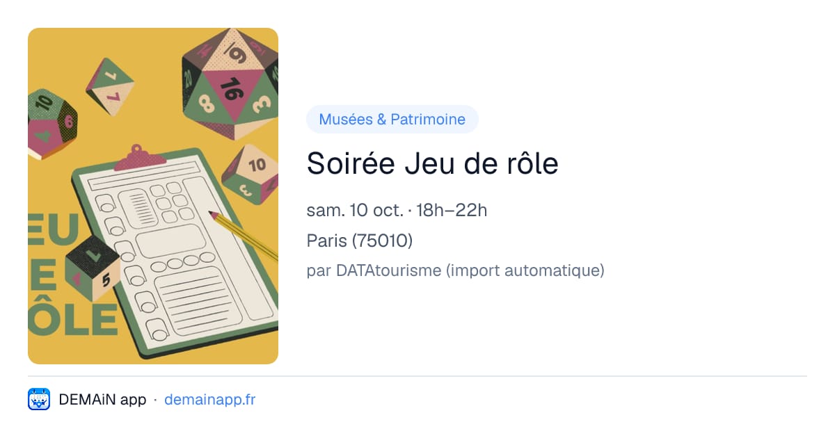 Soirée Jeu de rôle — Paris