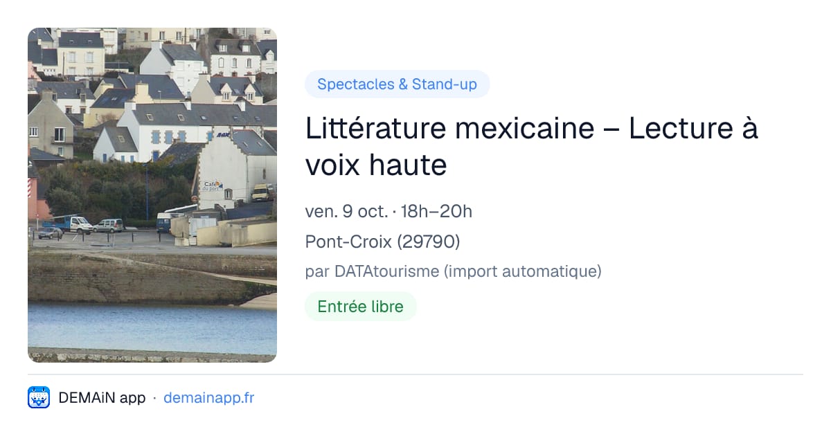 Littérature mexicaine – Lecture à voix haute — Pont-Croix