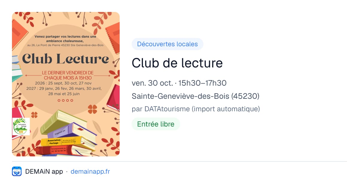 Club de lecture — Sainte-Geneviève-des-Bois
