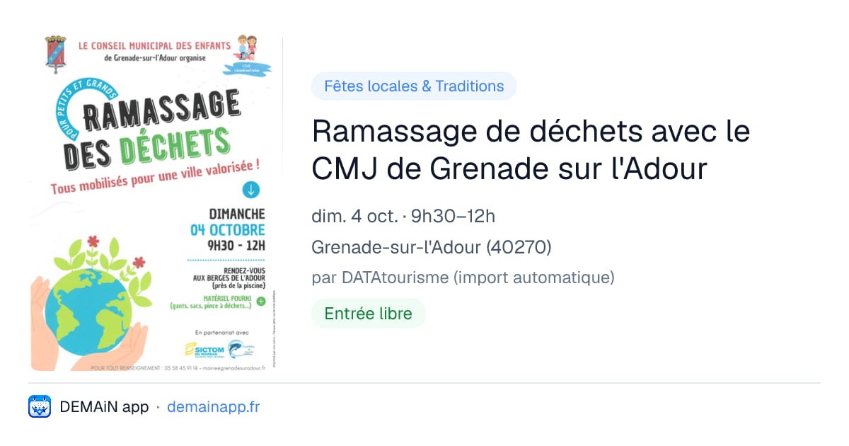 Ramassage de déchets avec le CMJ de Grenade sur l'Adour — Grenade-sur-l'Adour