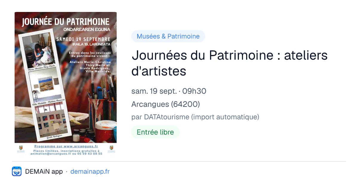 Journées du Patrimoine : ateliers d'artistes — Arcangues