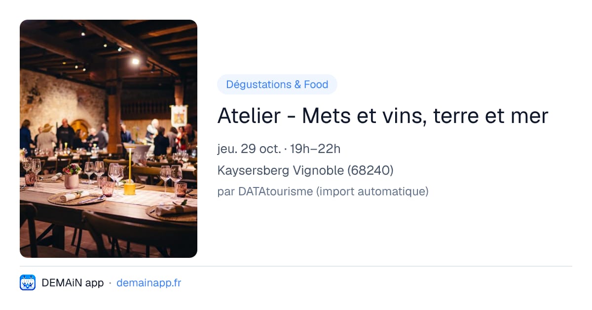 Atelier - Mets et vins, terre et mer — Kaysersberg Vignoble