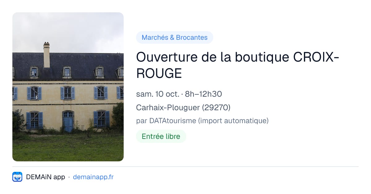 Ouverture de la boutique CROIX-ROUGE — Carhaix-Plouguer