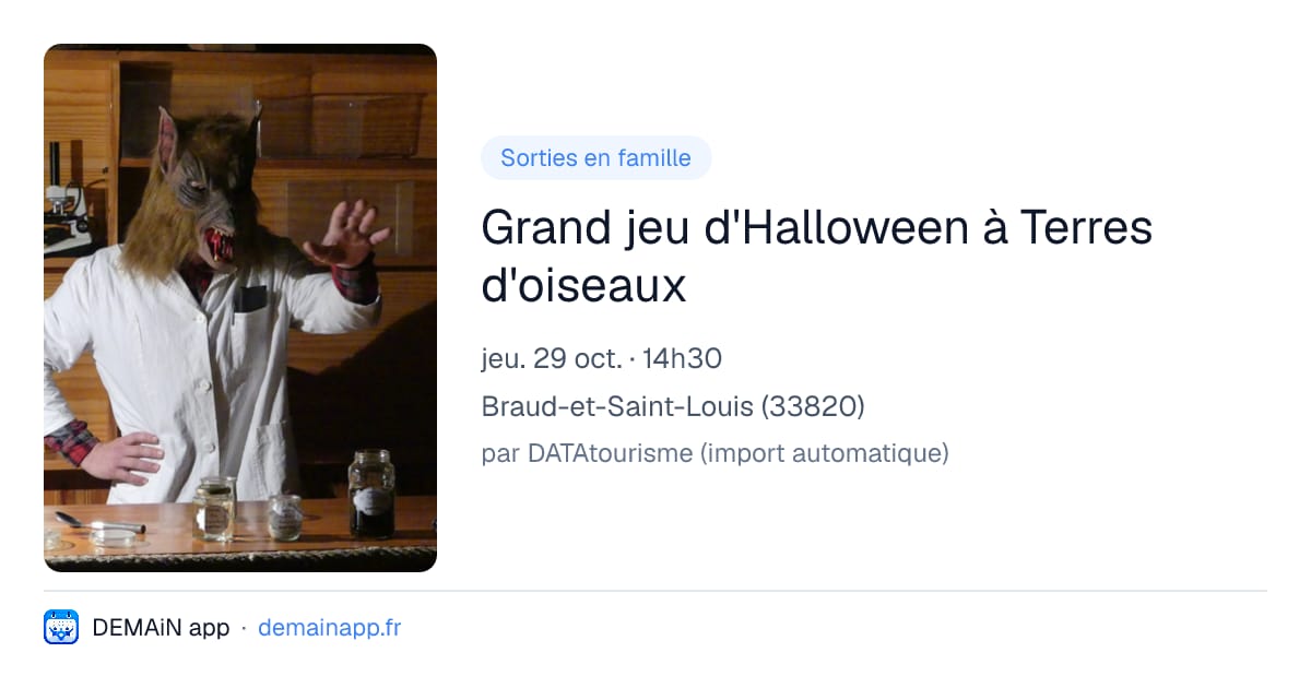 Grand jeu d'Halloween à Terres d'oiseaux — Braud-et-Saint-Louis