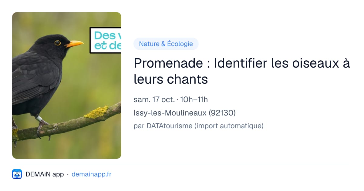 Promenade : Identifier les oiseaux à leurs chants — Issy-les-Moulineaux