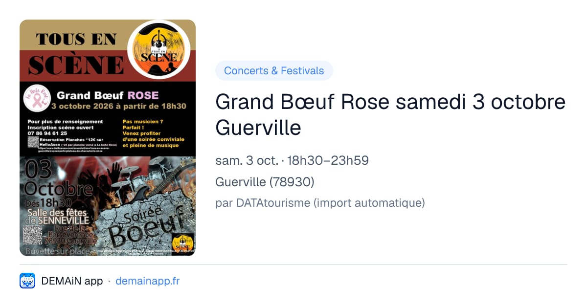 Grand Bœuf Rose samedi 3 octobre Guerville — Guerville