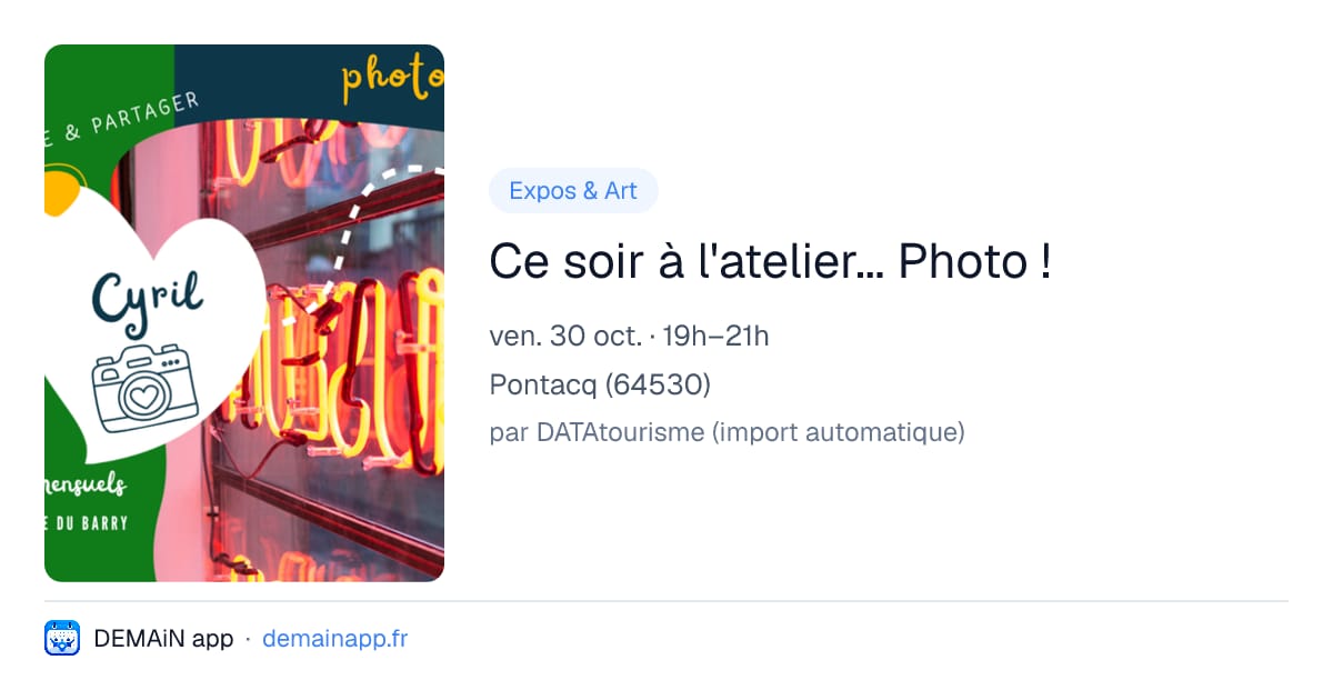 Ce soir à l'atelier... Photo ! — Pontacq