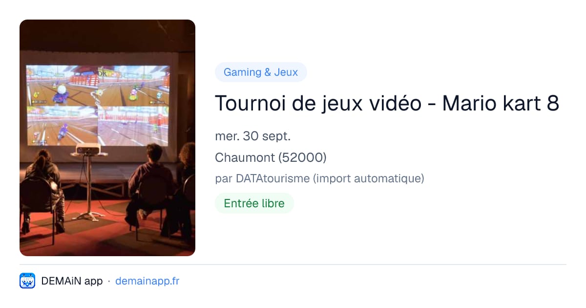 Tournoi de jeux vidéo - Mario kart 8 — Chaumont