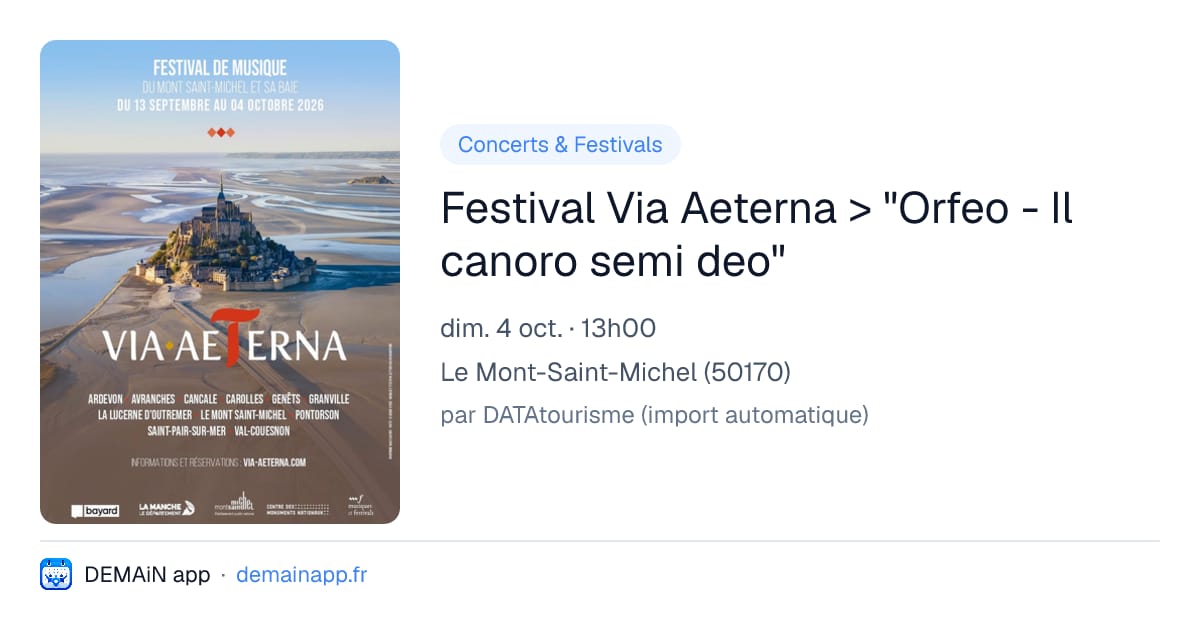 Festival Via Aeterna > "Orfeo - Il canoro semi deo" — Le Mont-Saint-Michel