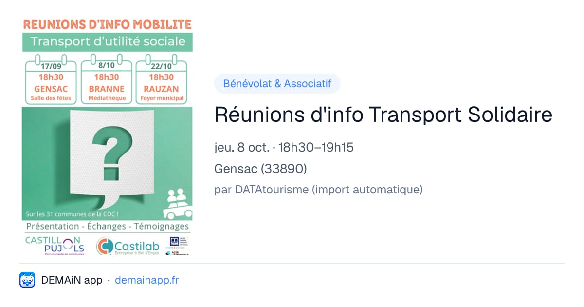 Réunions d'info Transport Solidaire — Gensac