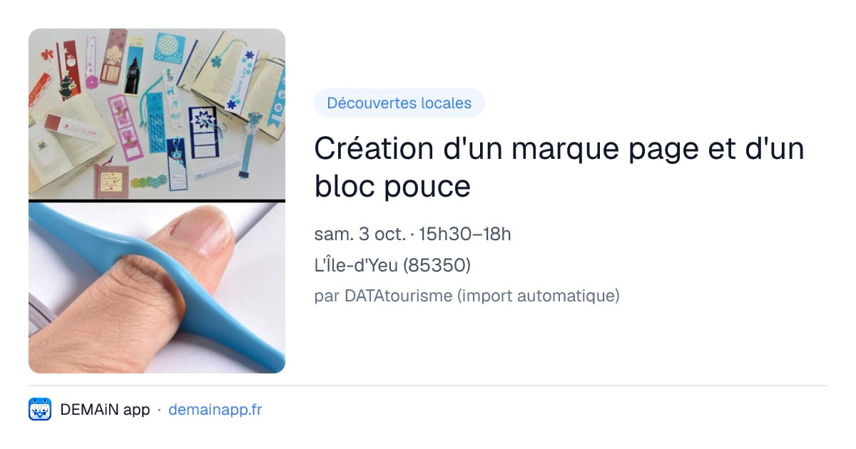 Création d'un marque page et d'un bloc pouce — L'Île-d'Yeu