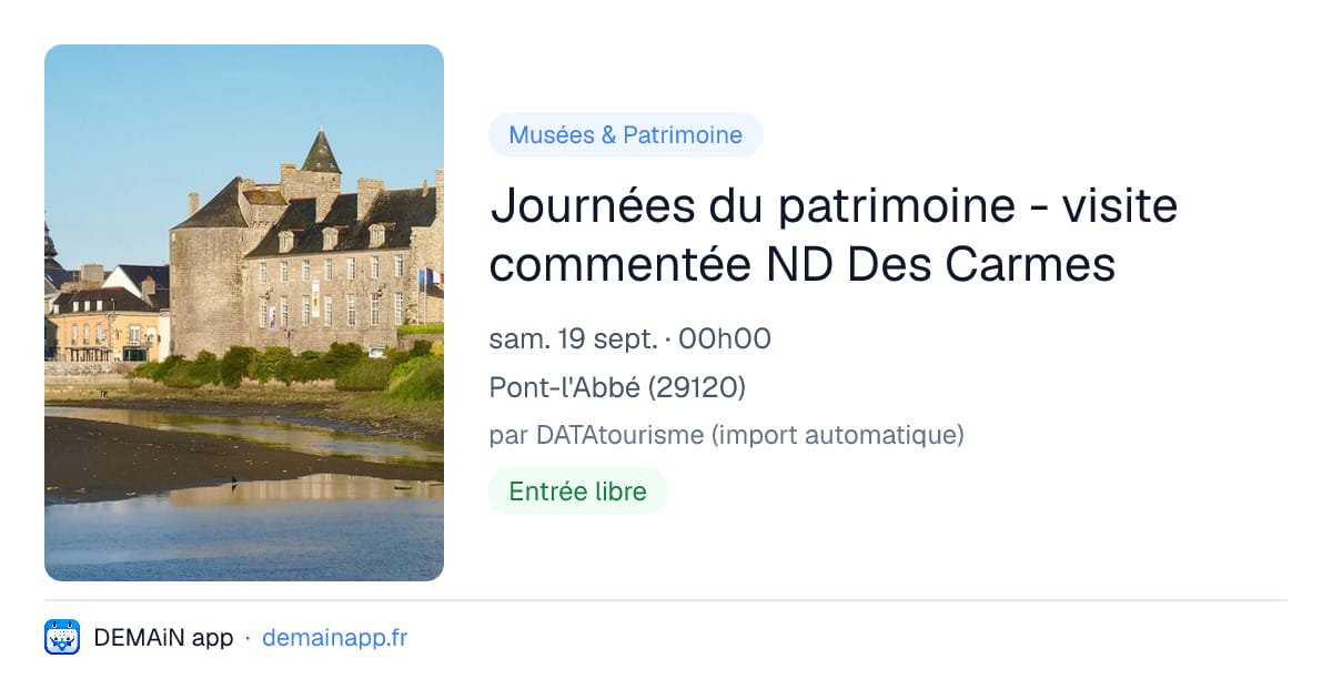 Journées du patrimoine - visite commentée ND Des Carmes — Pont-l'Abbé