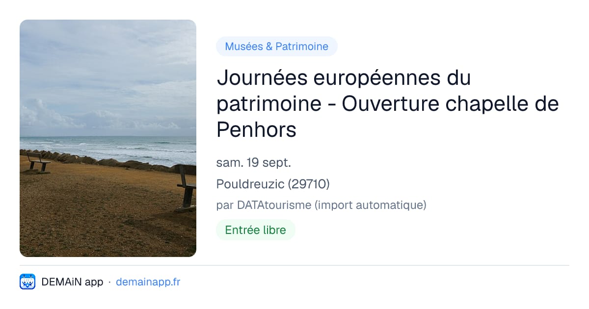 Journées européennes du patrimoine - Ouverture chapelle de Penhors — Pouldreuzic