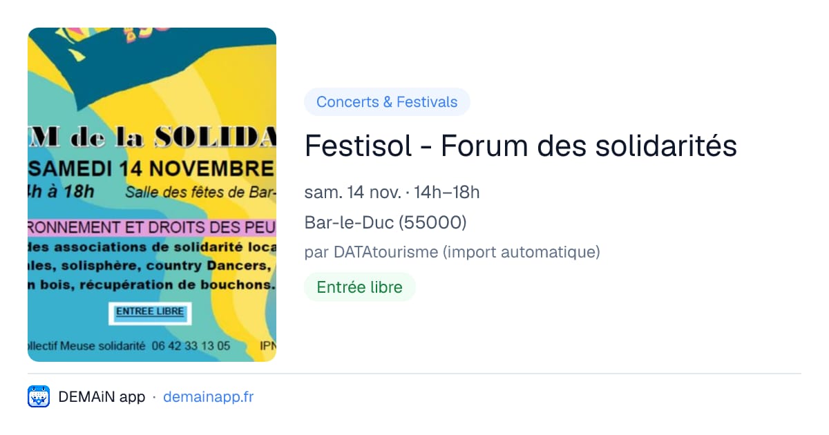 Festisol - Forum des solidarités — Bar-le-Duc