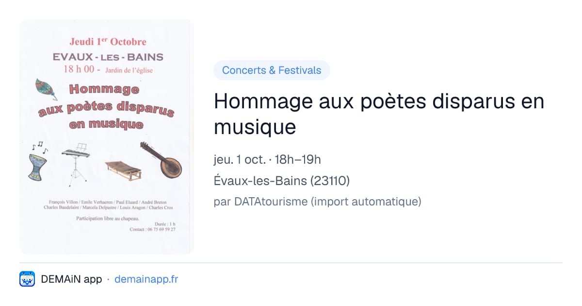 Hommage aux poètes disparus en musique — Évaux-les-Bains