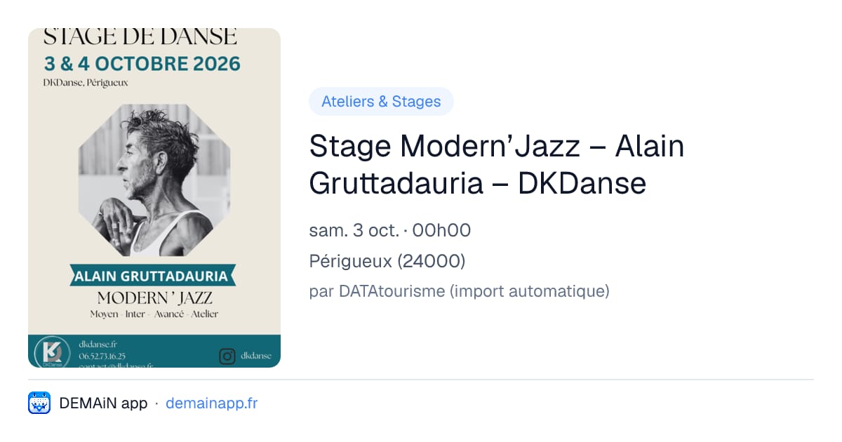 Stage Modern’Jazz – Alain Gruttadauria – DKDanse — Périgueux