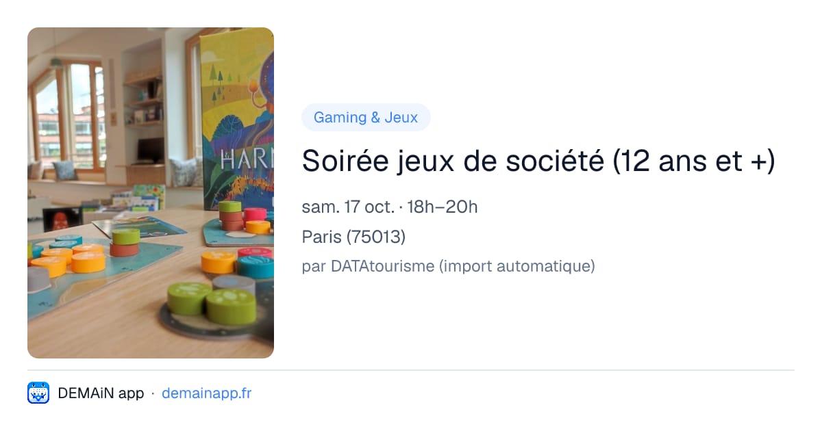 Soirée jeux de société (12 ans et +) — Paris