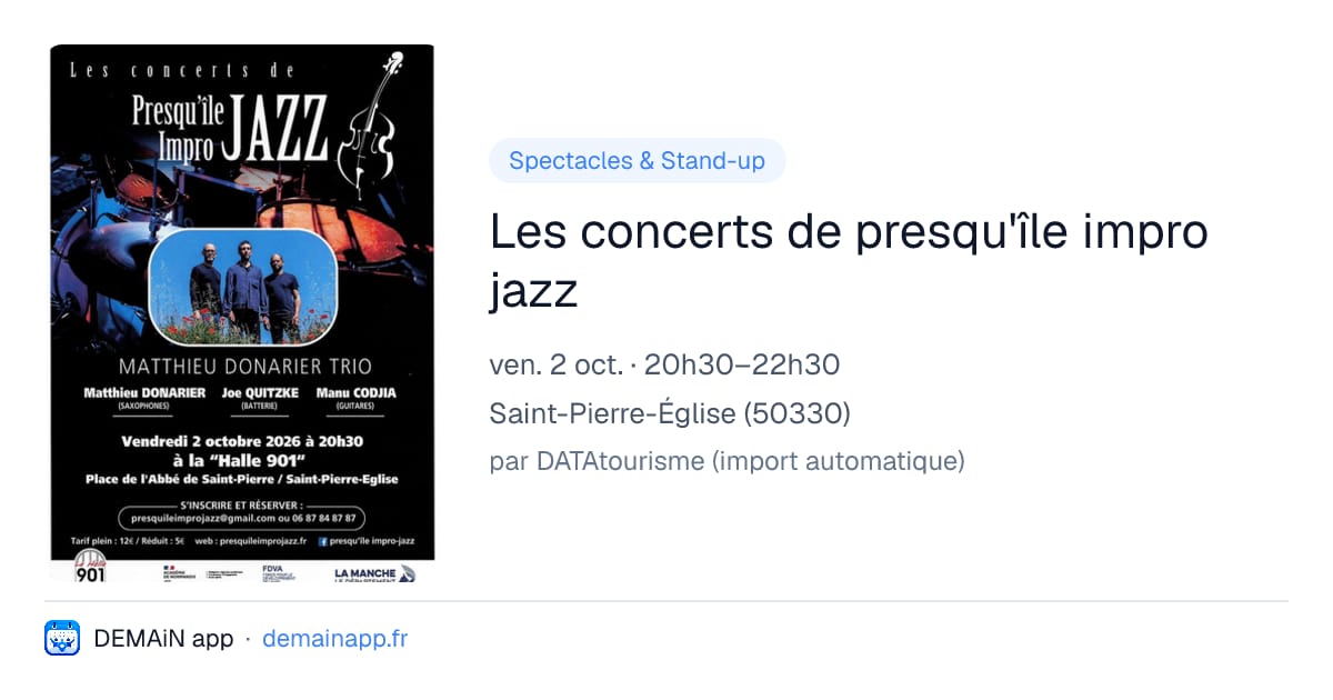 Les concerts de presqu'île impro jazz — Saint-Pierre-Église