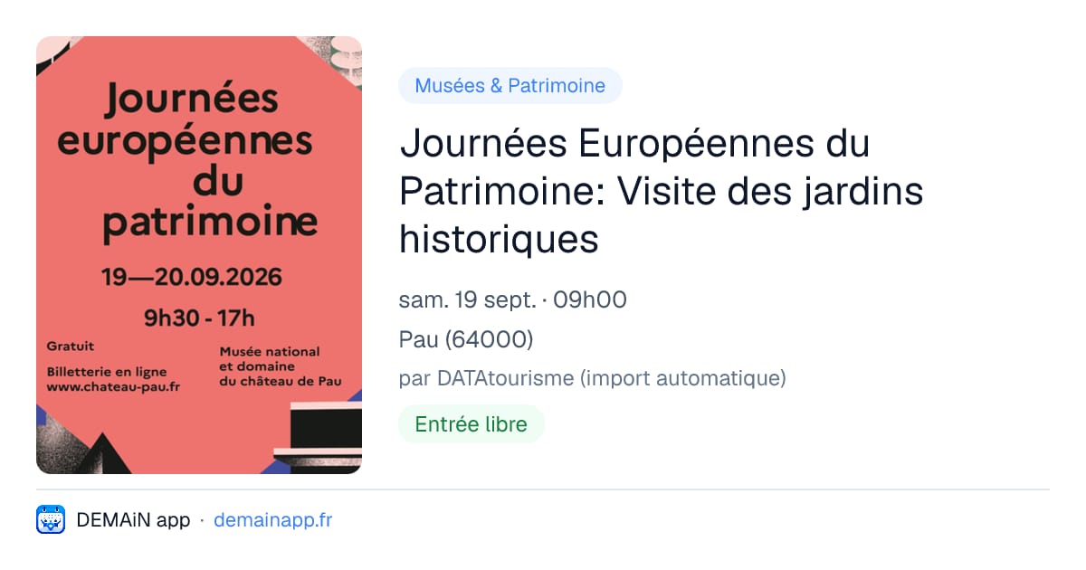 Journées Européennes du Patrimoine: Visite des jardins historiques — Pau