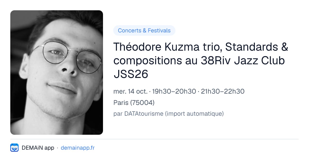 Théodore Kuzma trio, Standards & compositions au 38Riv Jazz Club JSS26 — Paris