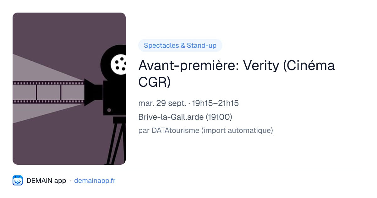 Avant-première: Verity (Cinéma CGR) — Brive-la-Gaillarde