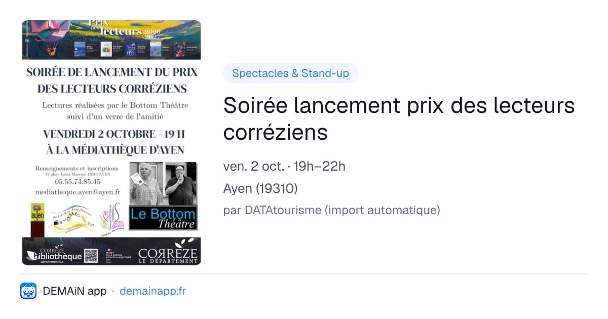 Soirée lancement prix des lecteurs corréziens — Ayen