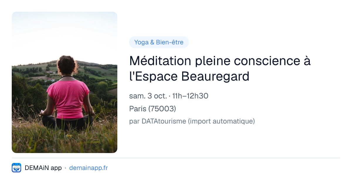 Méditation pleine conscience à l'Espace Beauregard — Paris