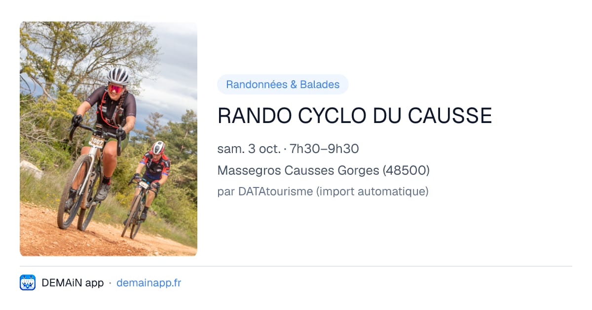 RANDO CYCLO DU CAUSSE — Massegros Causses Gorges
