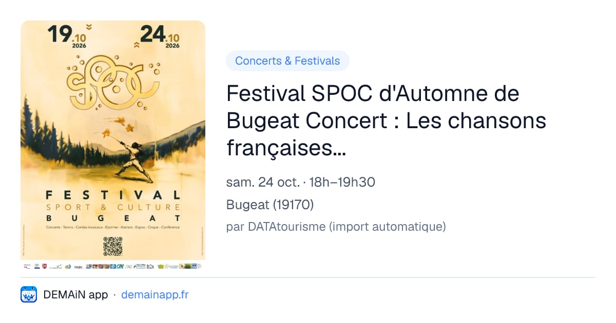 Festival SPOC d'Automne de Bugeat Concert : Les chansons françaises par Sébastien Farge et Marjolaine Paitel — Bugeat