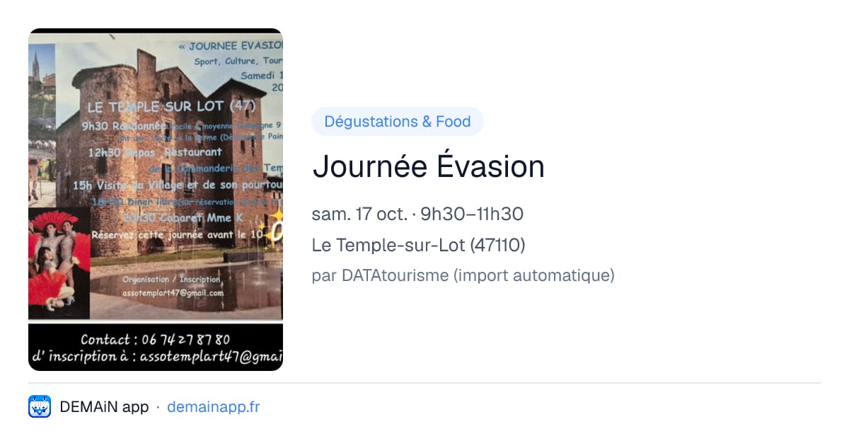 Journée Évasion — Le Temple-sur-Lot