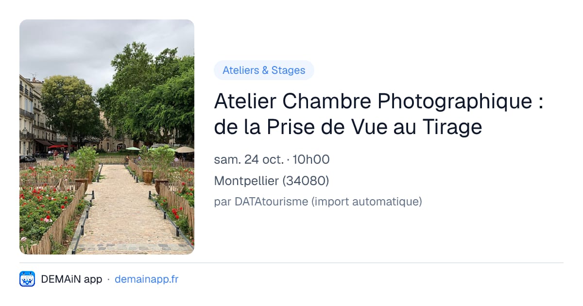 Atelier Chambre Photographique : de la Prise de Vue au Tirage — Montpellier