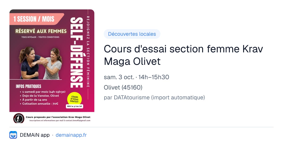 Cours d'essai section femme Krav Maga Olivet — Olivet