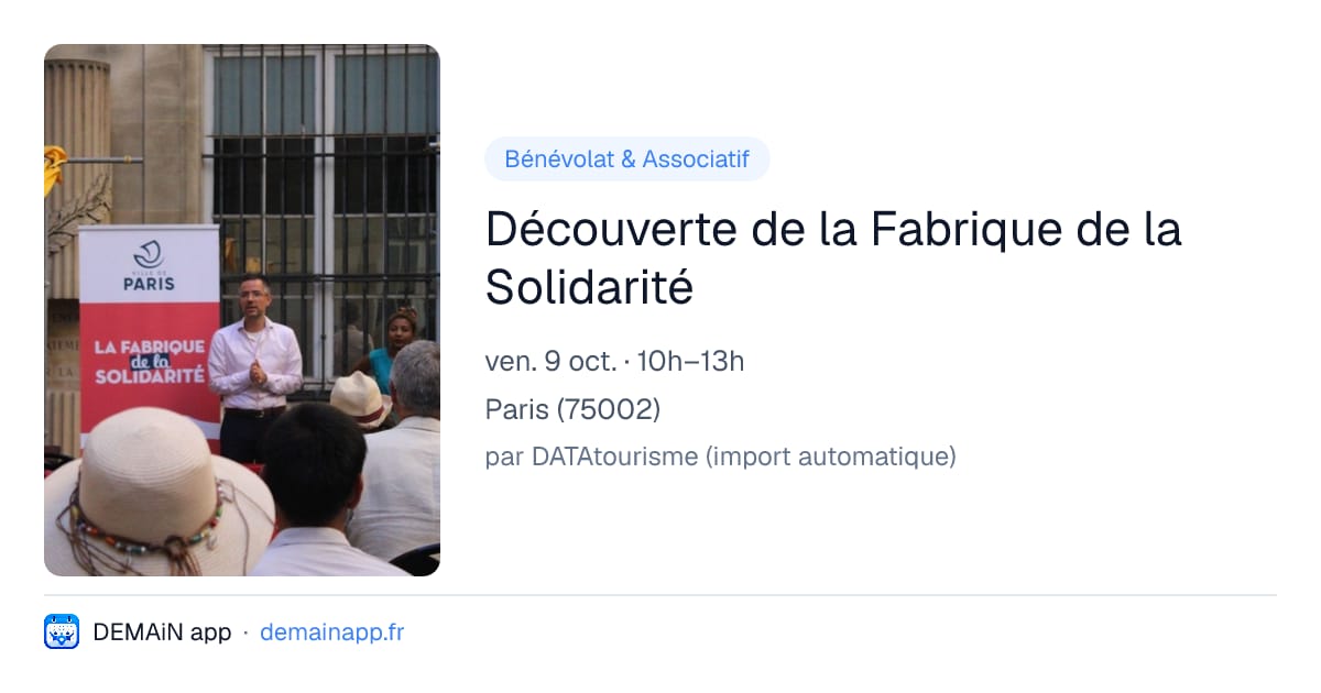 Découverte de la Fabrique de la Solidarité — Paris