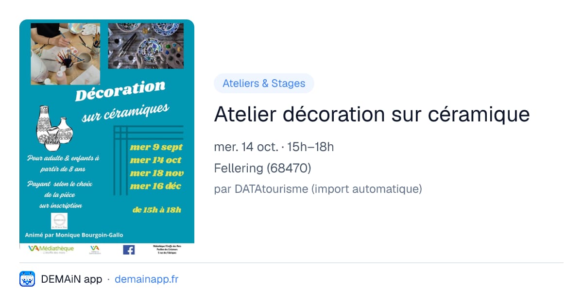 Atelier décoration sur céramique — Fellering