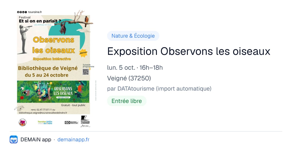 Exposition Observons les oiseaux — Veigné