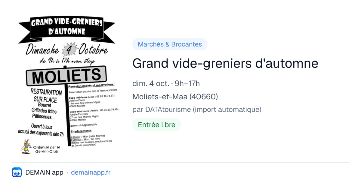 Grand vide-greniers d'automne — Moliets-et-Maa
